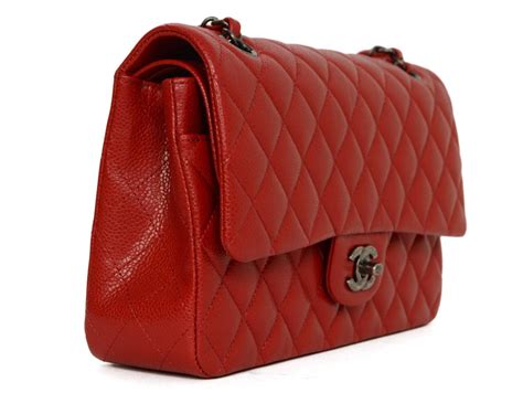 chanel red caviar flap bag